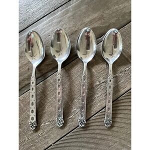 4 Northland Stainless Japan Teaspoons Vintage Geometric Scroll Flatware Set